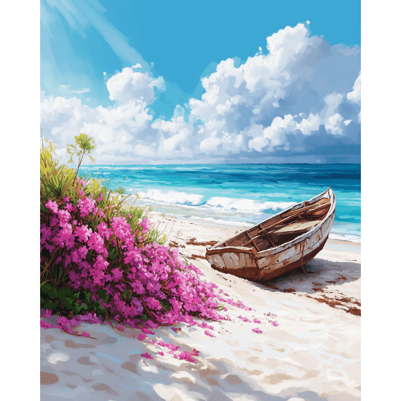 Rusty Boat at the Beach | Paint by Number