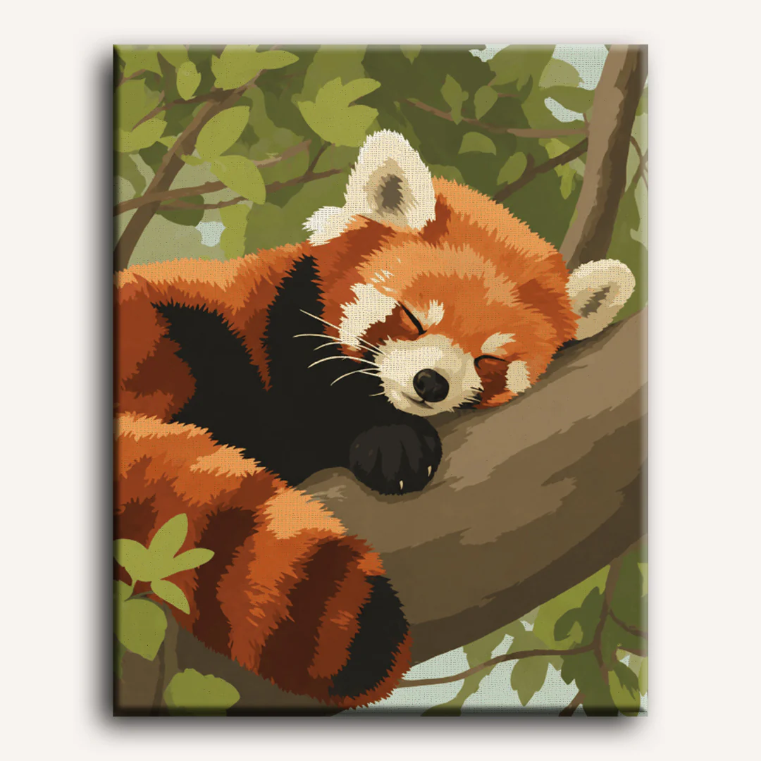 Sleepy Red Panda | Paint by Number - Image 2