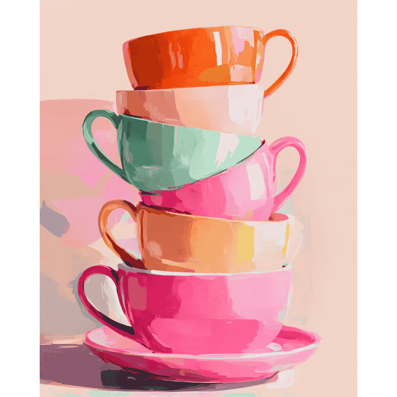 Stacked Teacups | Paint by Number