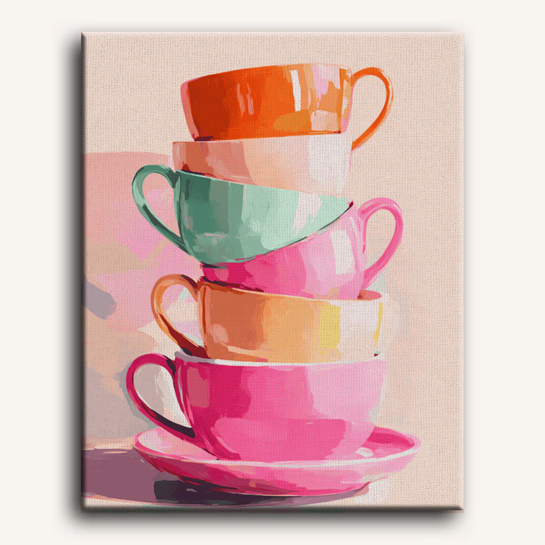 Stacked Teacups | Paint by Number - Image 2