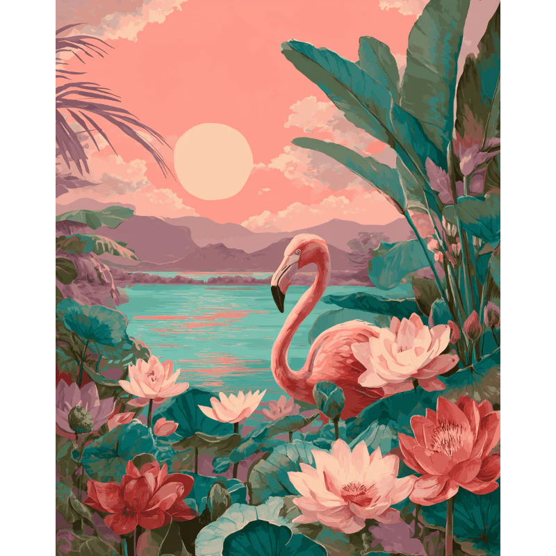 Sunset Flamingo | Paint by Number
