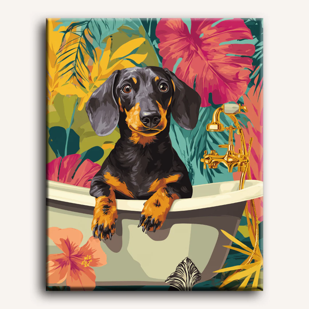 Tropical dachshund | Paint by Number - Image 2