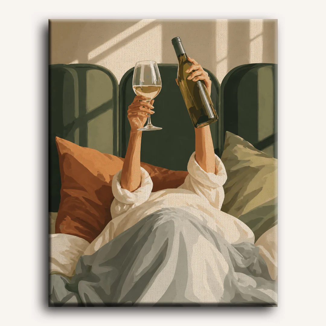Wine in Bed | Paint by Number - Image 2