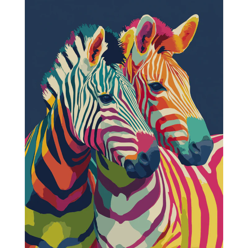Zebras in Color | Paint by Number